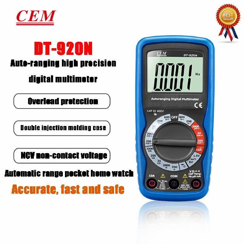 CEM DT-920 DT-920N DT-921 DT-922 Digital Multimeter Digital Display High-Precision Full Range Protection Intelligent Anti-Burn CEM DT-920 DT-920N DT-921 DT-922 Digital Multimeter Digital Display High-Precision Full Range Protection Intelligent Anti-Burn
